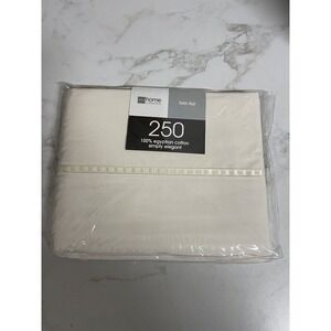 JC Penney Home Collection Sheet Twin  Sz Flat Cream‎ Egyptian Cotton New in Pack
